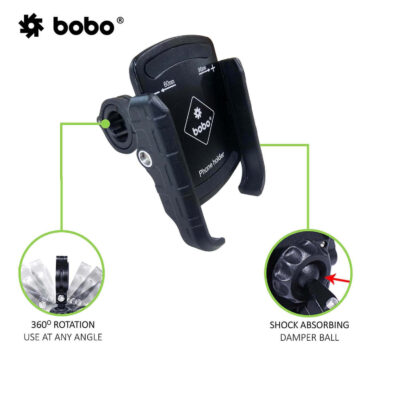 BOBO Jaw-Grip Aluminium Mobile Holder Motorcycle Mobile Mount (Without Charger)