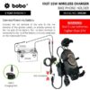 BOBO BM18 Anti-Vibration Bike Phone Holder (with Fast 15W Wireless Charger & USB-C Charging Module) Motorcycle Mobile Mount - Image 2